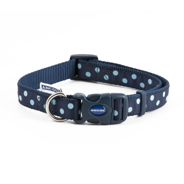 Ancol Patterned Collection Collar Navy/Polka Dot – Size 2 – 5 (30 – 50 Cm)