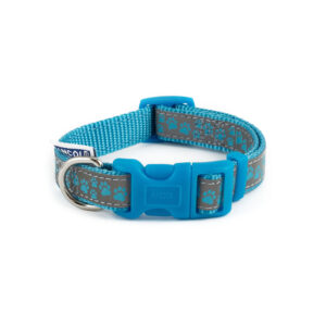 Ancol Patterned Collection Collar Reflective Paw Blue – Size 1 – 2 (20 – 30 Cm)