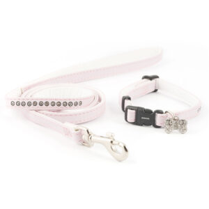 Ancol Small Bite Collar & Lead Deluxe Jewel Pink