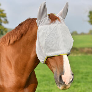 Equilibrium Field Relief Midi Fly Mask & Ears Grey/Yellow – Medium